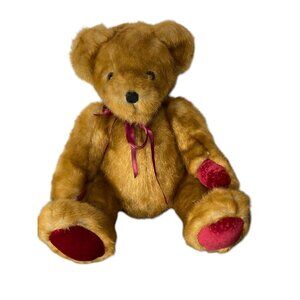 Dan Dee Collectors Choice Plush Teddy Bear With Burgundy Red Bow & Paws 19"